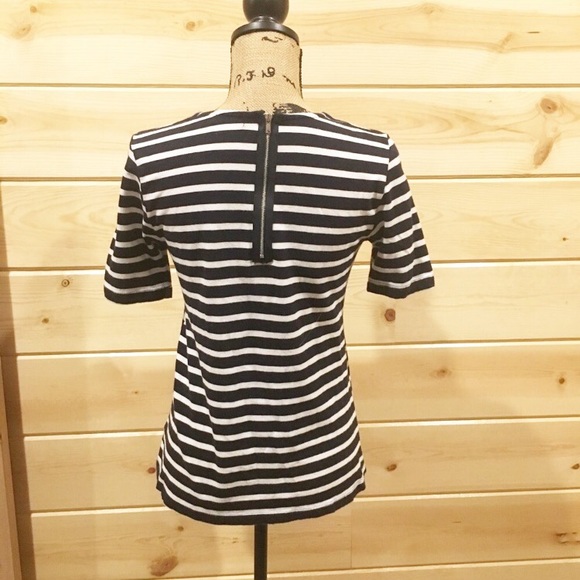 Navy & White Striped Gap T Shirt Back Zipper Small - Picture 4 of 6